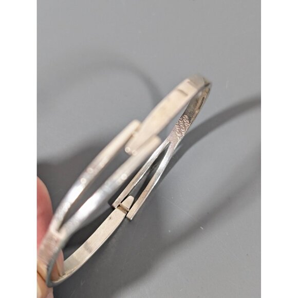 Mexico 925 Silver Modernist Hinge Bangle Bracelet 7" 15.98g - Picture 5 of 14